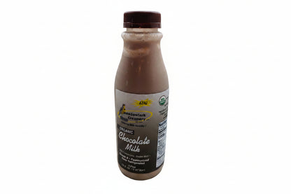 Bottle of Meadowlark Creamery Organic Chocolate Milk on a white background